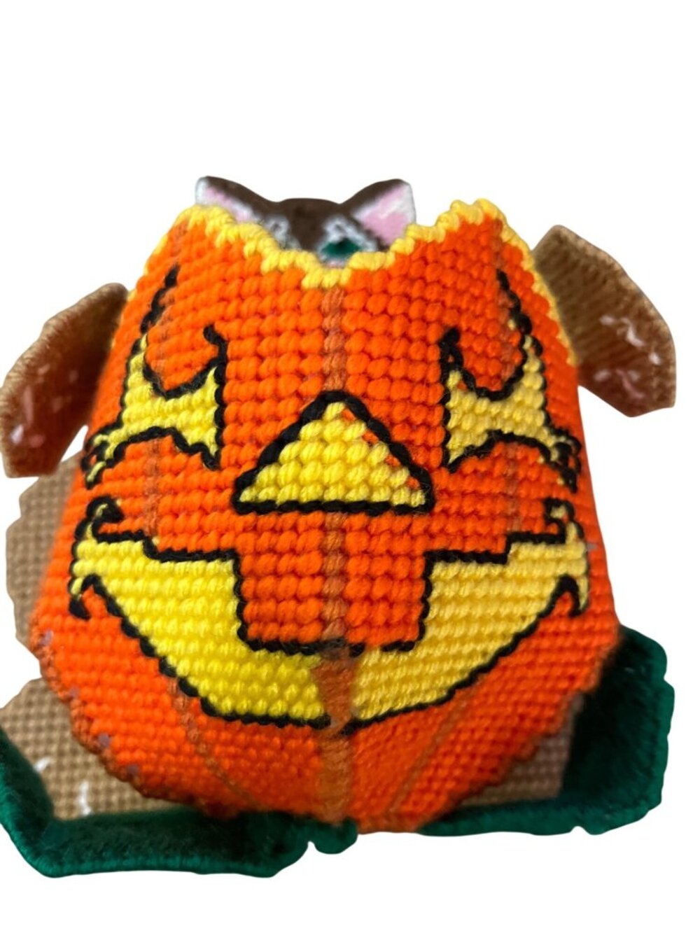 Handmade Halloween Cat Basket With Pumpkin Design Used - Picture 6 of 9